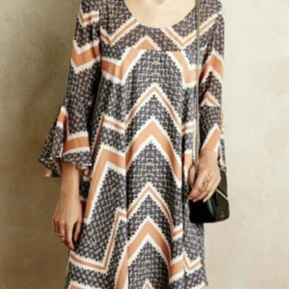 Anthropologie PAPER CROWN Endora Swing Shift Dress Size Small Multicolor